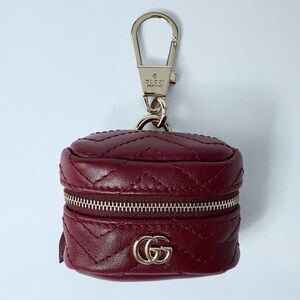 GUCCI Marmont GG logo quilted leather AirPods case earphone holder keychain